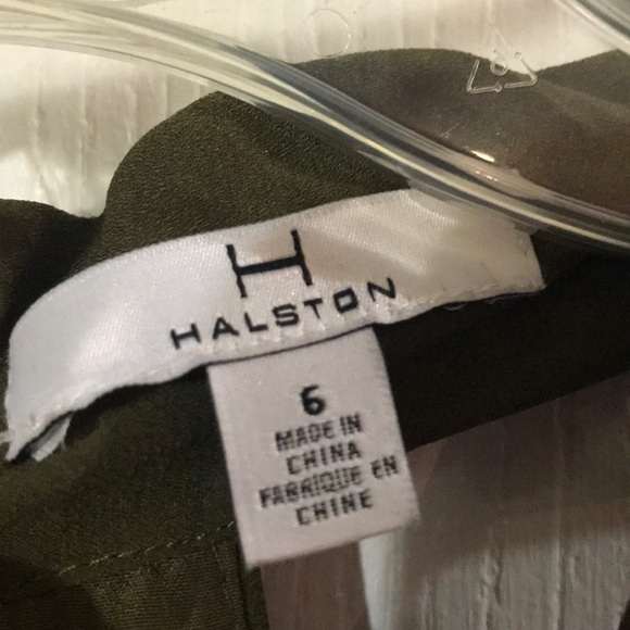 H by Halston Olive Green Draped Floral Patterned - Picture 2 of 7